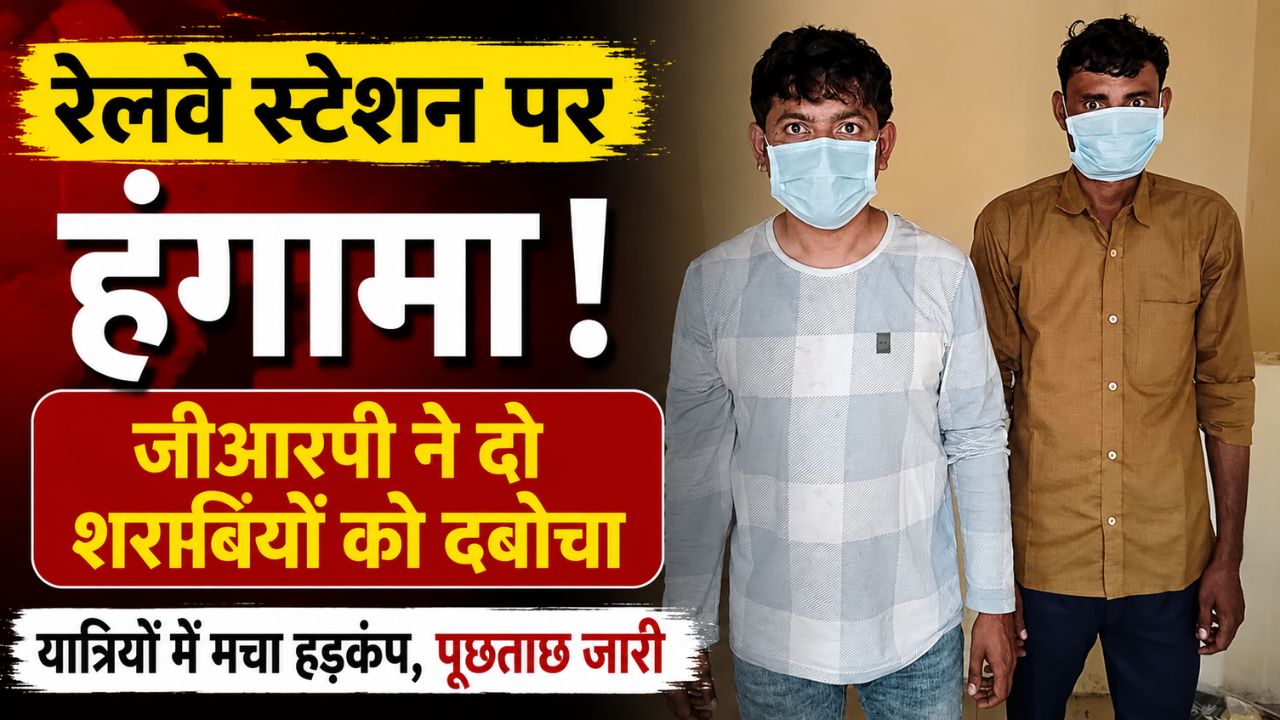 हरिद्वार रेलवे स्टेशन पर हंगामा करने वाले दो आरोपियों को गिरफ्तार करती जीआरपी पुलिस