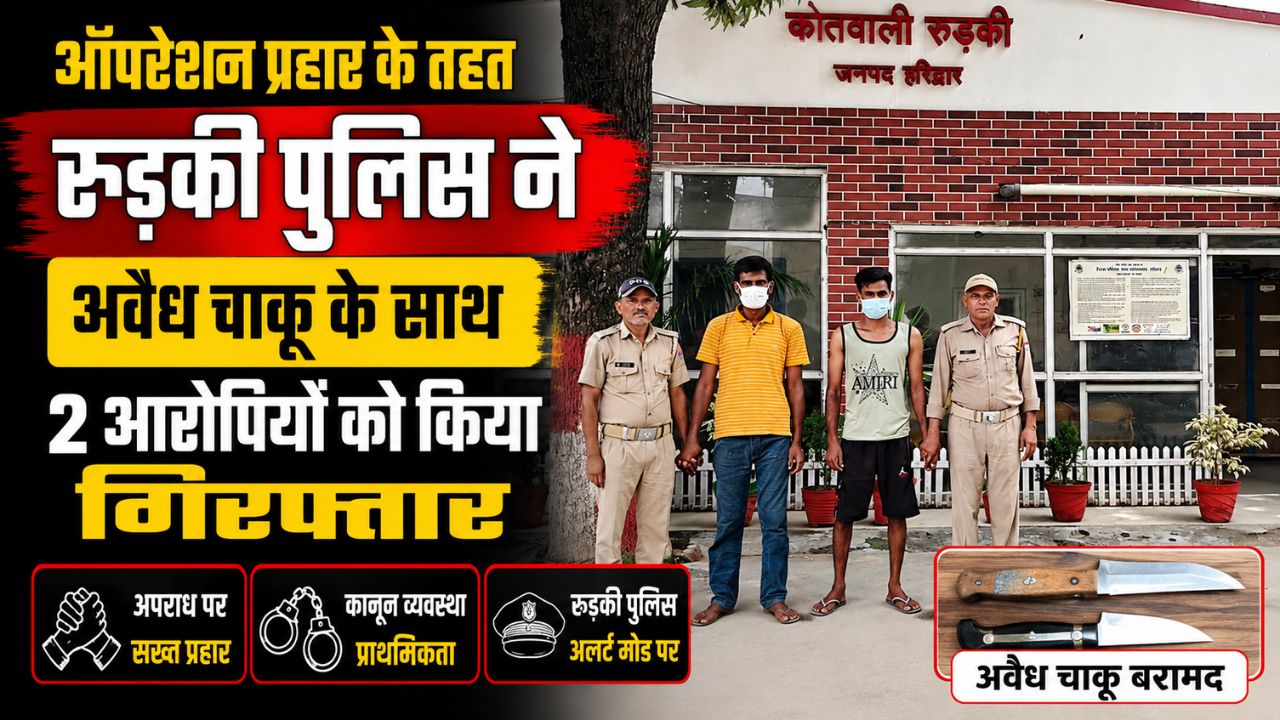 ऑपरेशन प्रहार के तहत रुड़की पुलिस द्वारा अवैध चाकू के साथ गिरफ्तार किए गए दो आरोपी
