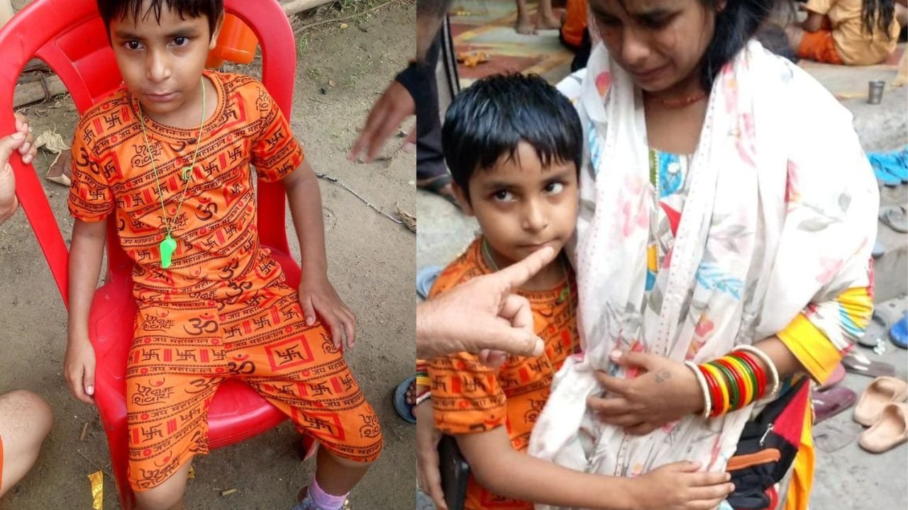 कांवड़ मेले के दौरान बिछड़े बच्चे को हरिद्वार पुलिस द्वारा उसकी मां से मिलाते हुए सांकेतिक तस्वीर