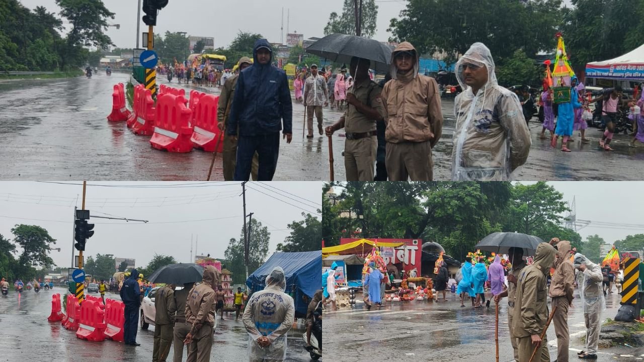 कांवड़ यात्रा 2026 के दौरान हरिद्वार पुलिस शिवभक्तों को सुरक्षित गंतव्य के लिए यातायात व्यवस्थित कर रवाना करते हुए।