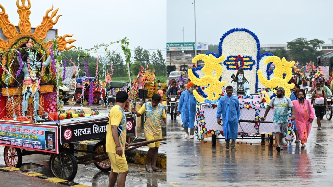 कांवड़ यात्रा 2026 के दौरान हरिद्वार से पवित्र गंगाजल लेकर अपने गंतव्य की ओर रवाना होते लाखों शिवभक्त